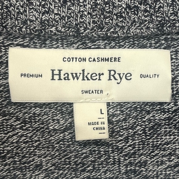 Cashmere Cotton Blend Hawker Rye Heather Charcoal Gray 1/4 Zip Pullover Large - Picture 5 of 9